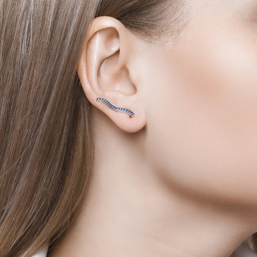 Серебряные серьги с фианитами «Лазурная волна» (арт. 94023861)