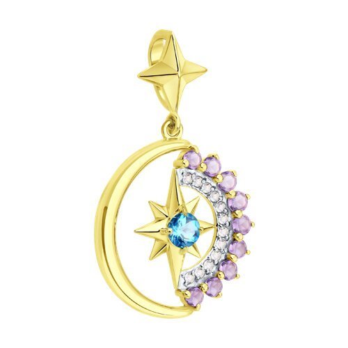 Кулон золотой с аметистом и топазом «Лунный Орион» Соколов (арт.7330)