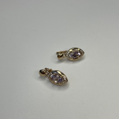 Серьги золотые с аметистом и фианитами «New Colour Charm» Estet (арт.01С3115350-3)