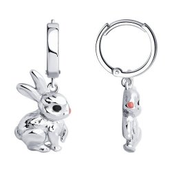 Серебряные серьги с эмалью в виде зайчиков «Весёлые друзья» (арт. 94025923) Серебряные серьги с эмалью в виде зайчиков «Весёлые друзья» (арт. 94025923)