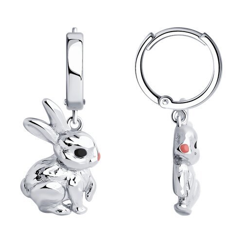 Серебряные серьги с эмалью в виде зайчиков «Весёлые друзья» (арт. 94025923) Серебряные серьги с эмалью в виде зайчиков «Весёлые друзья» (арт. 94025923)