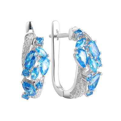 Серьги из серебра с фианитом (Арт.cz-e01033-x-w-sb-x-w)