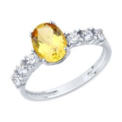 Кольцо из серебра с цитрином и фианитами (Арт.92014610)