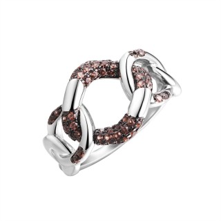 Кольцо серебряное с фианитами «Brown Chain» Fresh Jewelry (арт.CZ-R02991-X-WB-X-X-BR)