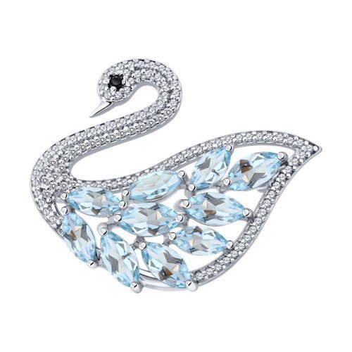 Брошь из серебра с топазами и фианитами (Арт.92040123)