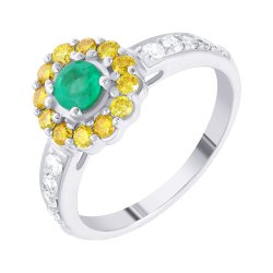 Кольцо из белого золота с бриллиантом и изумрудом (Арт.aab02041_dy_em_wg) Кольцо из белого золота с бриллиантом и изумрудом (Арт.aab02041_dy_em_wg)