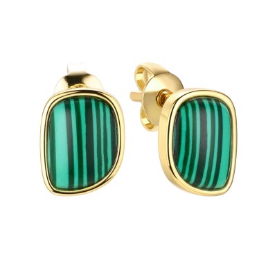 Серьги серебряные с малахитом «Gravity Shine» Fresh Jewelry (арт.PI-E02494-X-L-Mal-X-X)