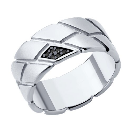 Кольцо SOKOLOV «Стальной блеск с чёрными фианитами» (арт. 94-110-02157-1)