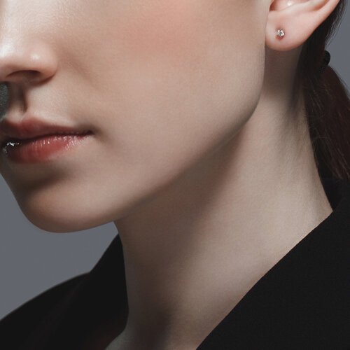 Серьги из белого золота с бриллиантом «Северная Звезда» Соколов (арт.1021819-3)