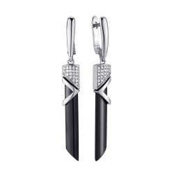 Серьги из серебра с керамикой и фианитом (Арт.tc-e01241-b-w-x-x-w)