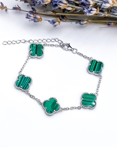 Браслет серебряный с малахитом «Серебряные крылья» My Jewels (арт.242234748_malahitpr)