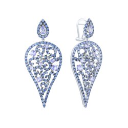 Серьги из белого золота с бриллиантом и сапфиром (Арт.er-32393_sr_dl_sm_ta_wg)
