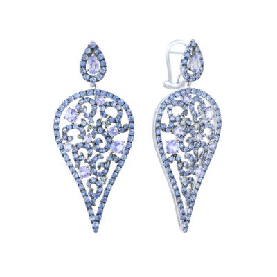 Серьги из белого золота с бриллиантом и сапфиром (Арт.er-32393_sr_dl_sm_ta_wg)