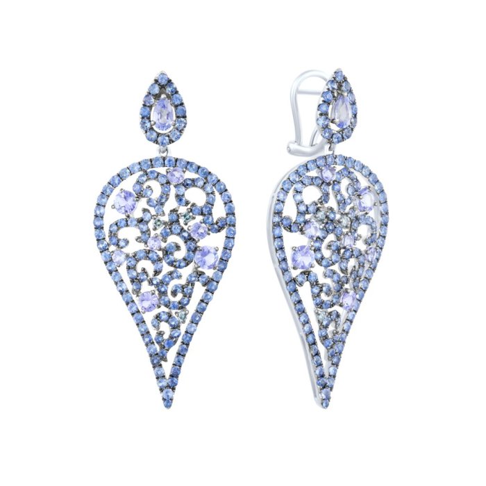 Серьги из белого золота с бриллиантом и сапфиром (Арт.er-32393_sr_dl_sm_ta_wg)