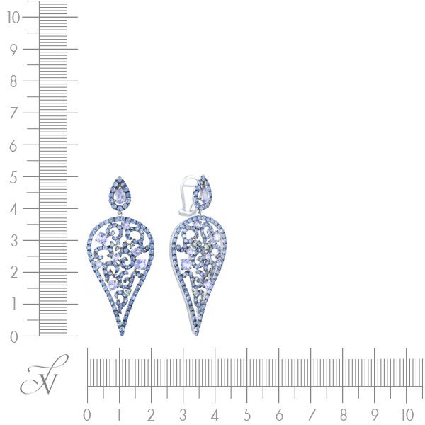 Серьги из белого золота с бриллиантом и сапфиром (Арт.er-32393_sr_dl_sm_ta_wg)