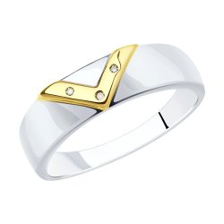 Кольцо из золочёного серебра с бриллиантами (Арт.87010039)