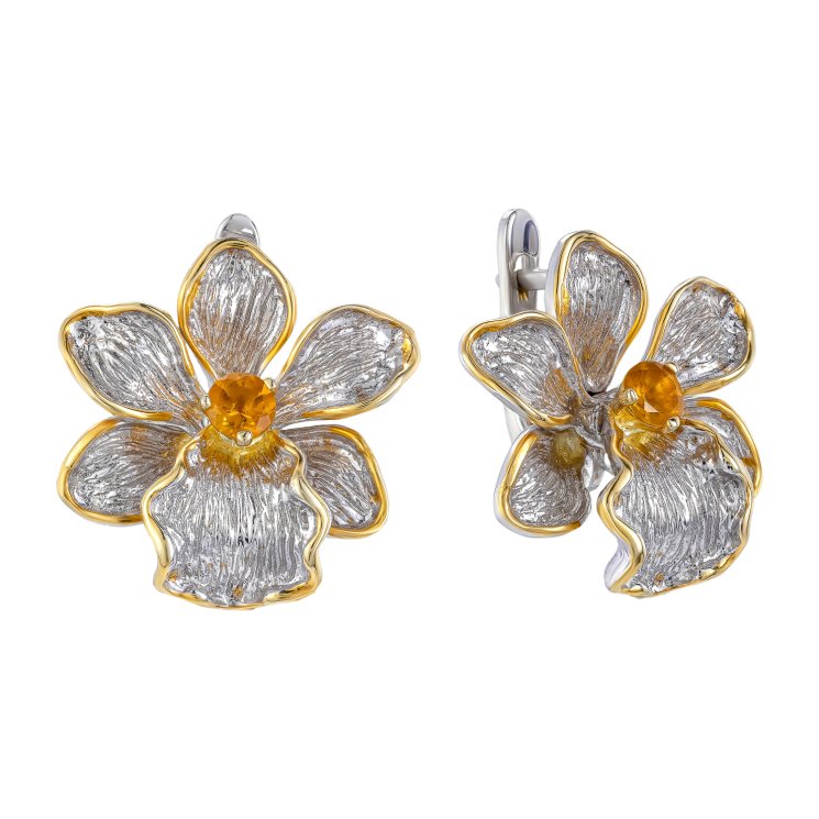 Серебряные серьги BEAVERS с цитрином 2213ct