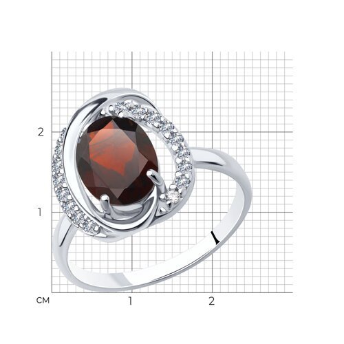 Кольцо из серебра с гранатом и фианитами (Арт.92011939)