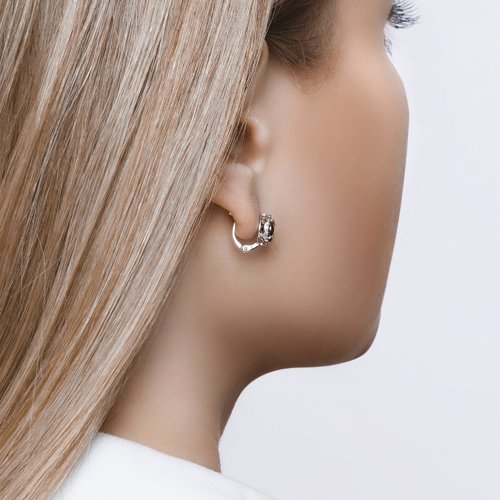 Серьги из серебра с гранатами и фианитами (Арт.92021164)