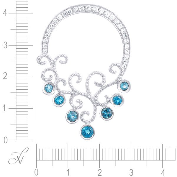 Кулон из белого золота с бриллиантом и топазом (Арт.p36376_pd_lt_wg)