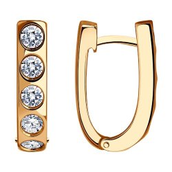 Серьги из золочёного серебра с фианитами (Арт.93-120-01581-1)