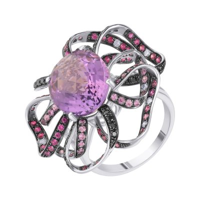Кольцо из белого золота с аметистом и бриллиантом (Арт.rg-32454_ko_db_ps_am_wg)