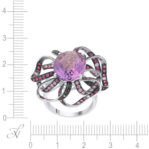 Кольцо из белого золота с аметистом и бриллиантом (Арт.rg-32454_ko_db_ps_am_wg)