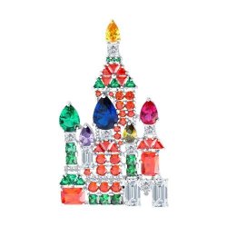 Брошь из серебра с корундом и фианитами (Арт.94040349)