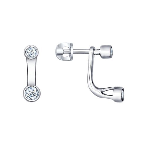 Серьги из серебра с фианитами «Линия сияния» Соколов (арт.94021572)