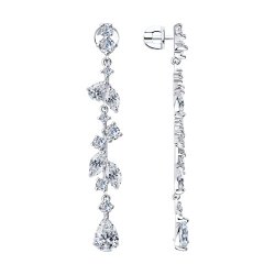 Серьги из серебра с фианитами (Арт.94023592)