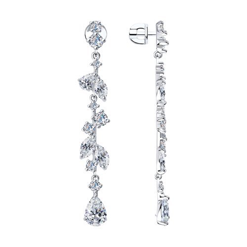 Серьги из серебра с фианитами (Арт.94023592)
