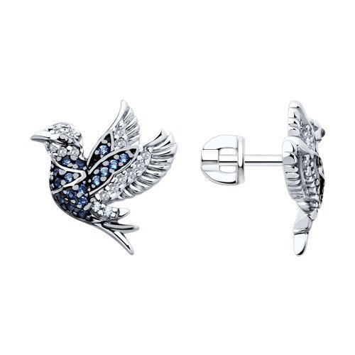 Серьги из серебра с фианитами (Арт.94026447)