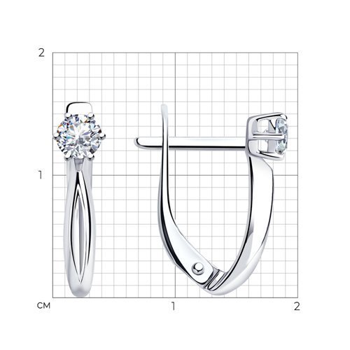 Серьги серебро с фианитом «Холодное сияние» Соколов (арт.1376)