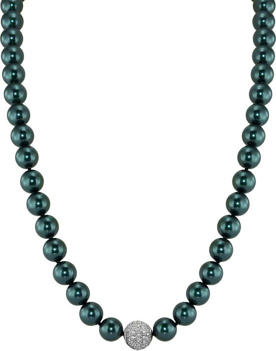 Ожерелье из серебра с жемчугом и куб. цирконием (Арт.91l-sk-50)