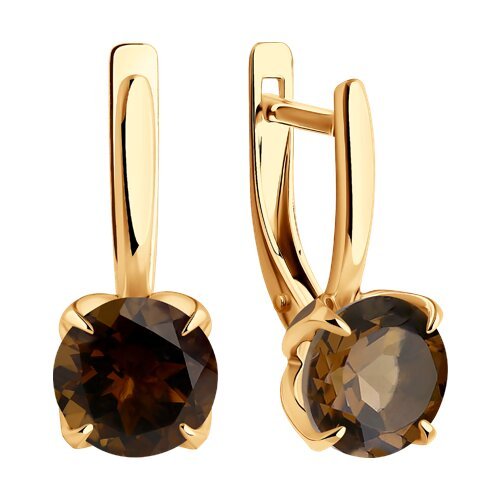 Серьги золото 585 с раухтопазом «Шоколадный Вечер» Соколов (арт.51-320-02058-5)