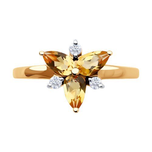 Кольцо золотое пробы 585 с цитрином (Арт.51-310-02329-5)