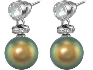 Серьги серебряные с жемчугом и куб. цирконием Pearl Kiss 26S Rivoli (арт.ABS-3-10-26-S)