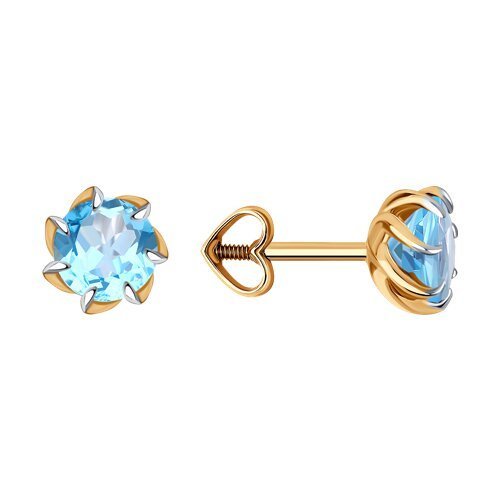 Серьги пусеты золотые пробы 585 с топазом (Арт.51-322-01774-5)