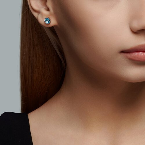 Серьги пусеты золотые пробы 585 с топазом (Арт.51-322-01774-5)