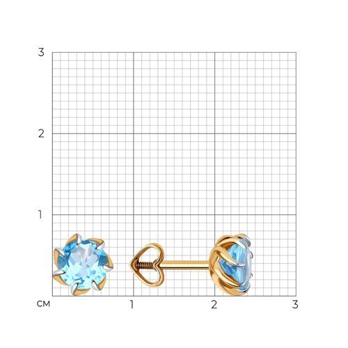 Серьги пусеты золотые пробы 585 с топазом (Арт.51-322-01774-5)