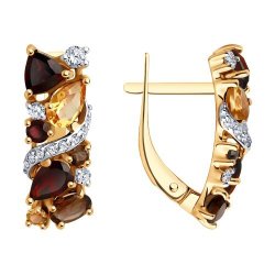 Серьги золотые пробы 585 с миксом камней (Арт.51-320-02168-3)