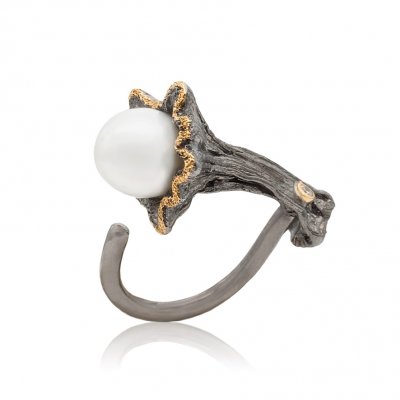 Серебряное кольцо BEAVERS с жемчугом 1856j_ox