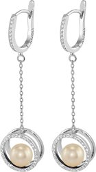 Серьги из серебра с жемчугом и кристаллом swarovski (Арт.ahs-1-8-5-s)