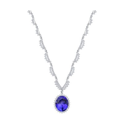 Колье из белого золота с бриллиантами и танзанитом «Сапфировый Вечер» Соколов (арт.6074)