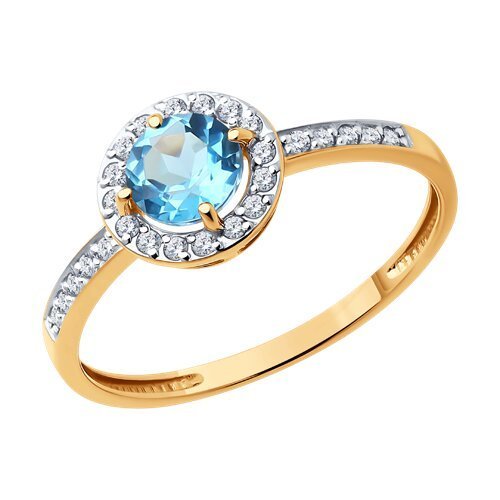 Кольцо золотое пробы 585 с топазом (Арт.719020)