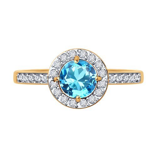 Кольцо золотое пробы 585 с топазом (Арт.719020)