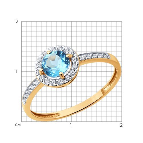 Кольцо золотое пробы 585 с топазом (Арт.719020)