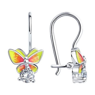 Яркие детские серьги с эмалью и фианитами (Арт.94021195)