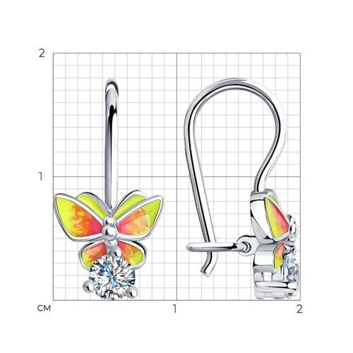Яркие детские серьги с эмалью и фианитами (Арт.94021195)