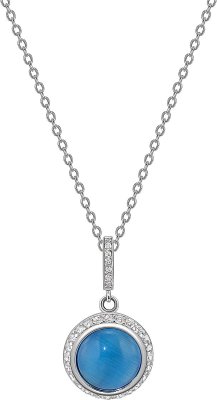 Кулон из серебра с кошачим глазом и куб. цирконием (Арт.fgp-3-10-h-18-s)